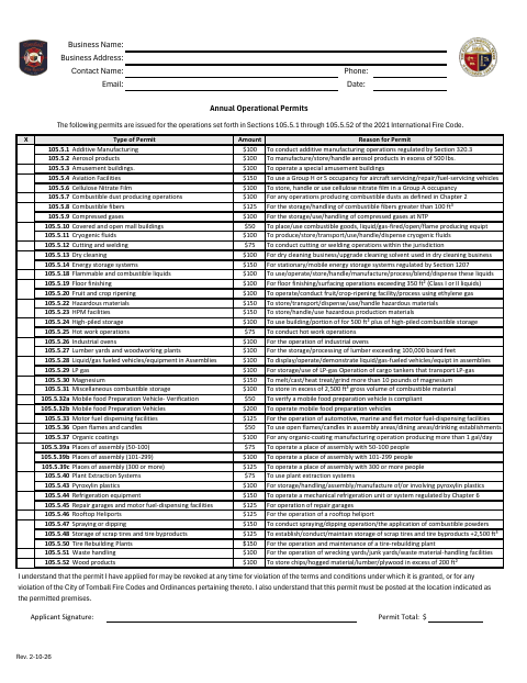 First page of the Fire Prevention Permit Application