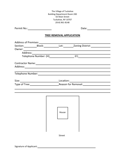 First page of the Tree Removal Permit Application