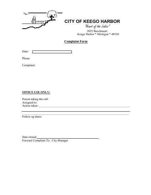First page of the Complaint Form