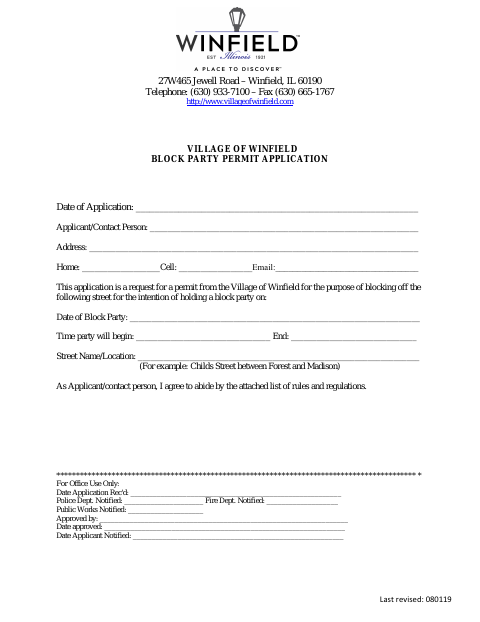 First page of the Block Party Permit Application