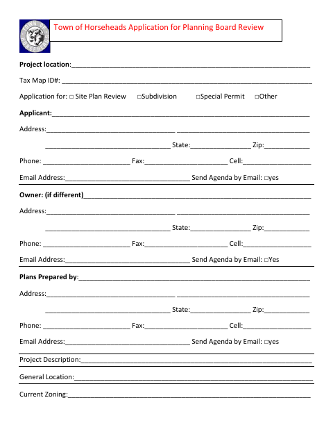 First page of the Application for Planning Board Review