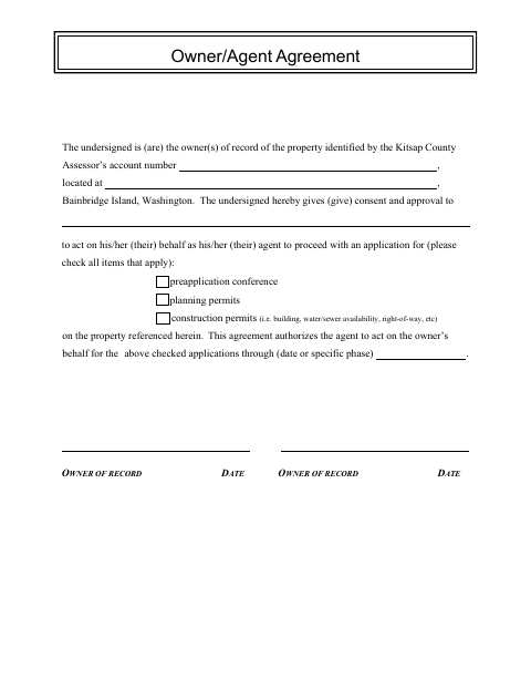 First page of the Owner/Agent Agreement