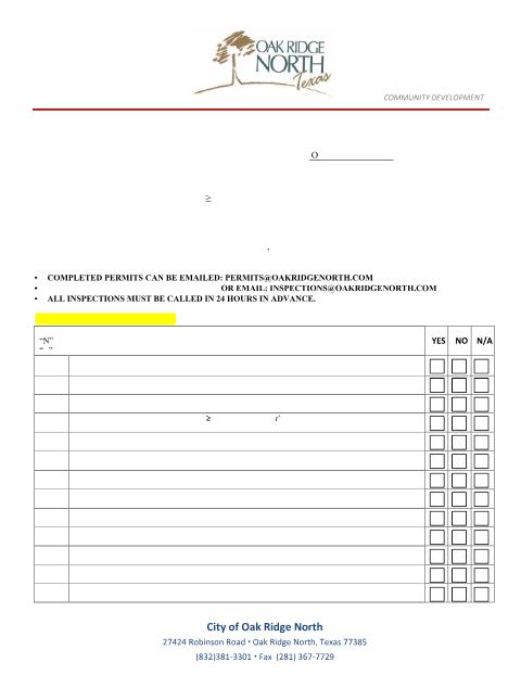 First page of the Commercial Building Permit Application