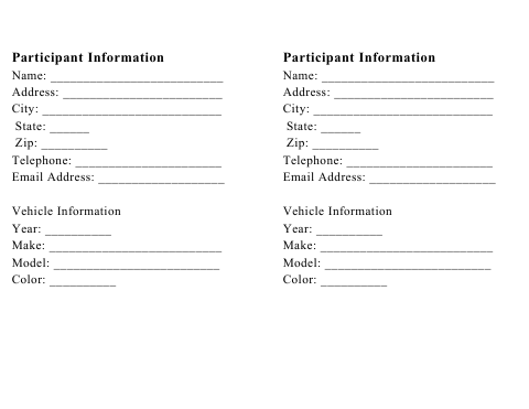 First page of the Car Show Form