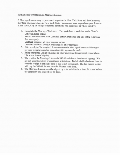 First page of the Marriage License Application