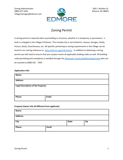 First page of the Zoning Permit