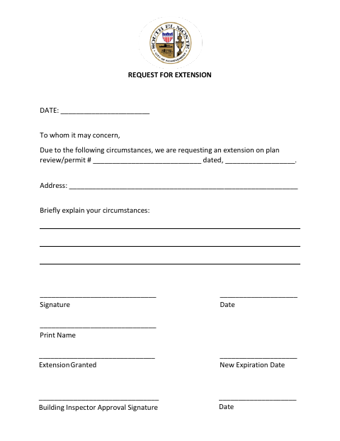 First page of the Request for Extension