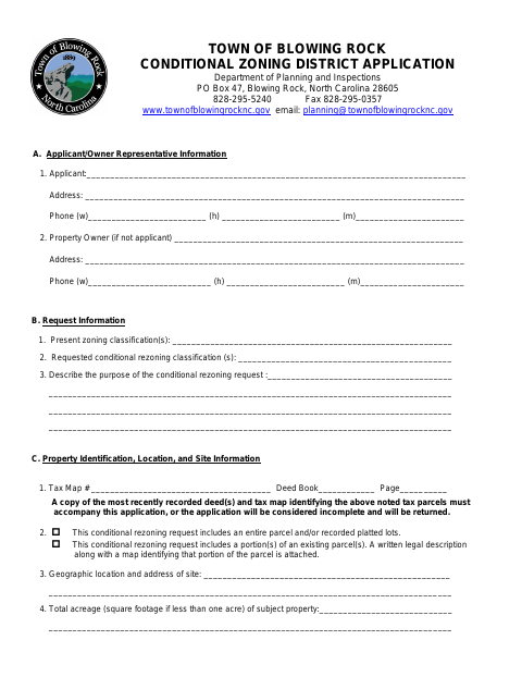 First page of the Conditional Zoning District Application
