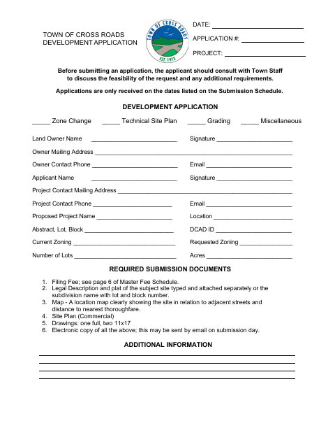 First page of the Development Application