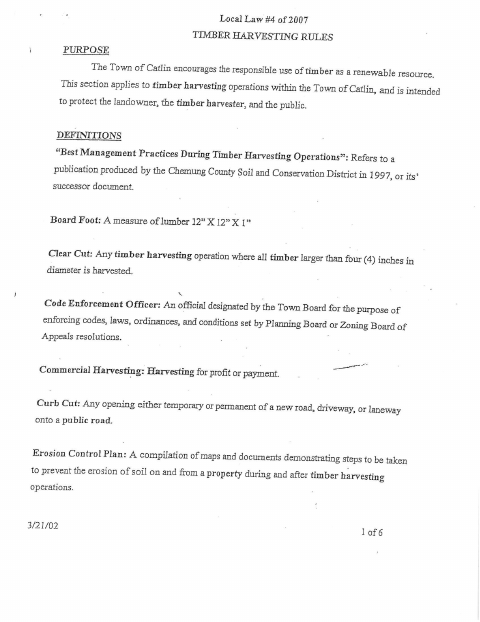 First page of the Timber Harvesting Registration