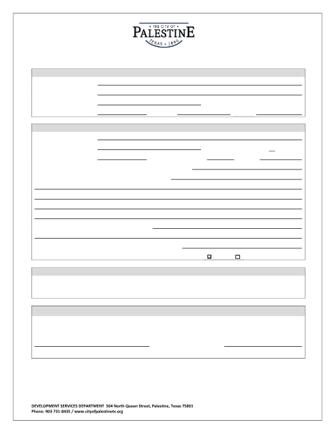 First page of the Home Occupation Application