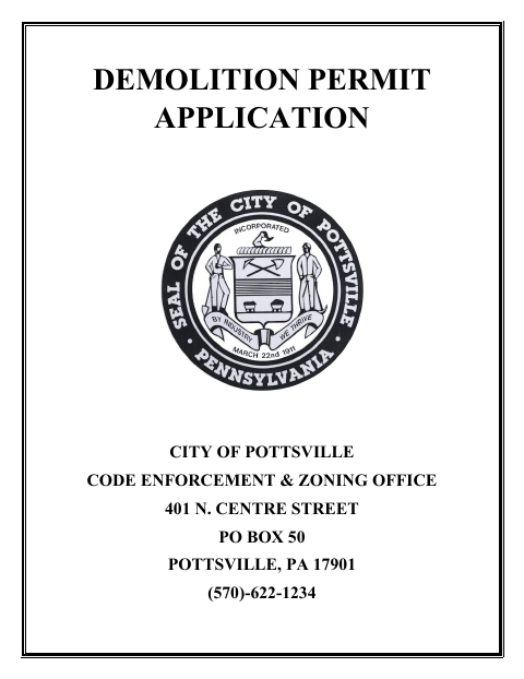 First page of the Demolition Permit Application