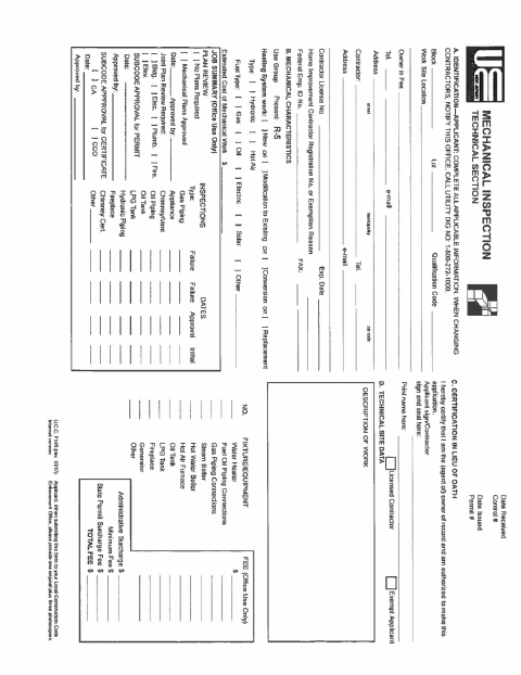First page of the Mechanical Application