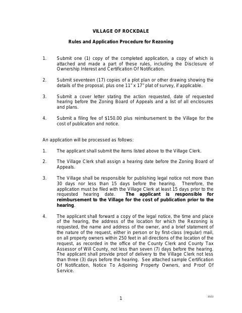 First page of the Rezoning Application