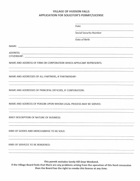 First page of the Solicitor’s Permit Application