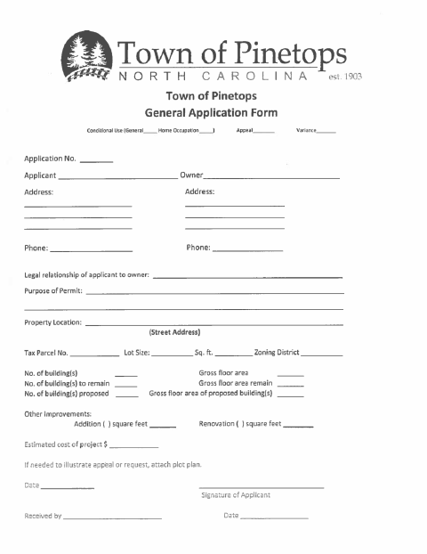 First page of the General Zoning Application
