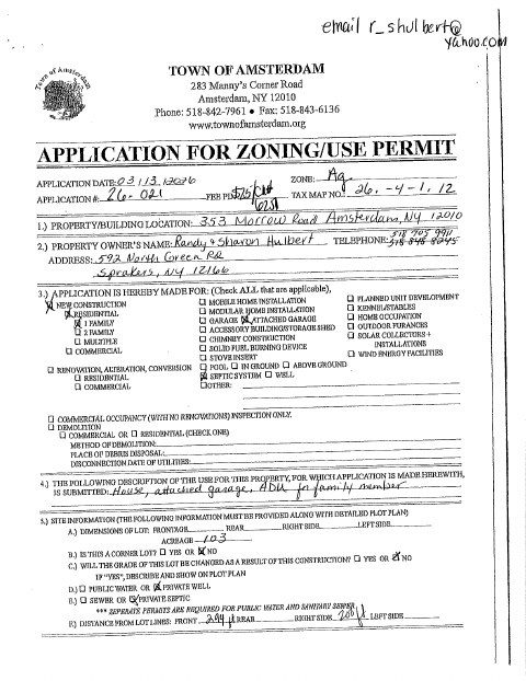 First page of the Special Use Permit Application for an Accessory Dwelling Unit