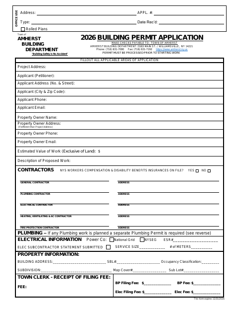 First page of the Building Permit Application