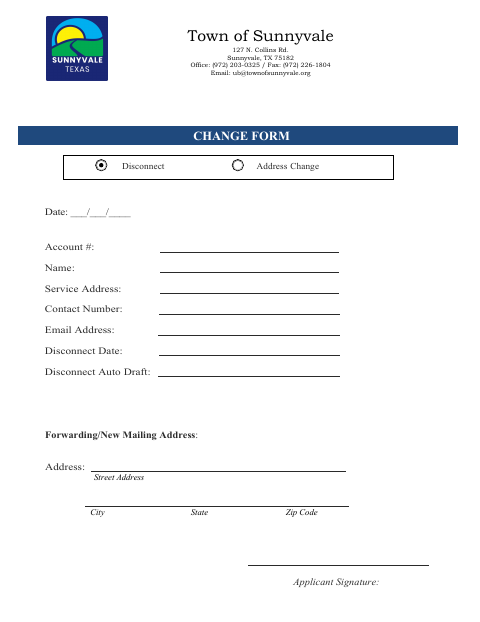 First page of the Disconnect Request Form