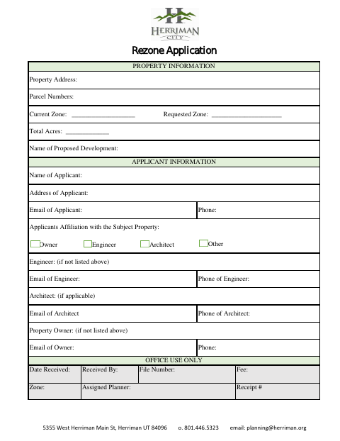 First page of the Rezone Application