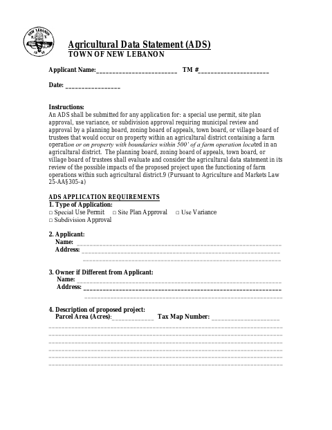 First page of the Agricultural Data Statement