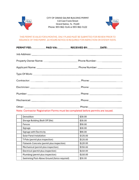 First page of the Permit Application for Add-Ons and Repairs