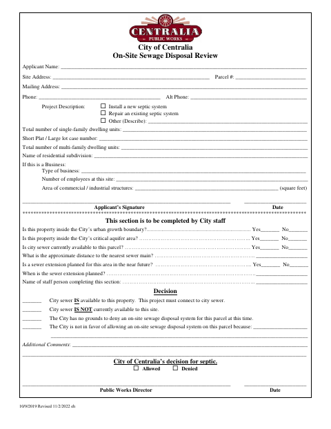 First page of the On-Site Sewage Disposal Review