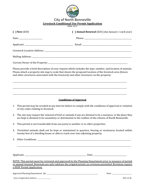First page of the Livestock Conditional Use Permit Application