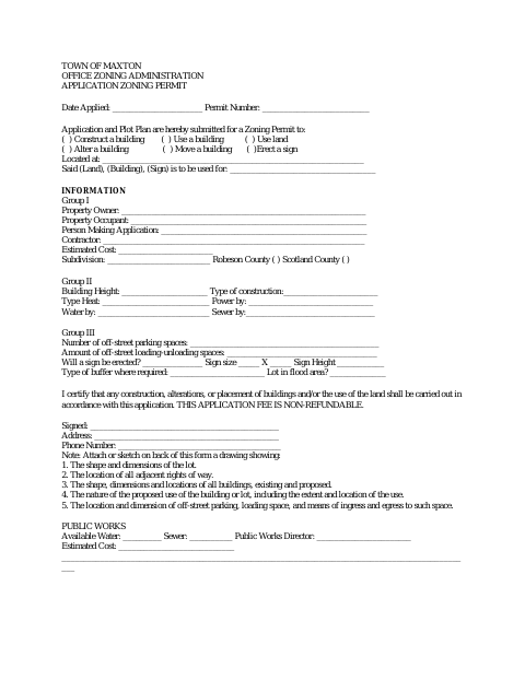 First page of the Zoning Permit Application
