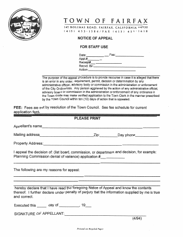 First page of the Notice of Appeal