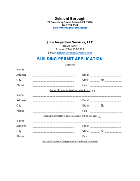 First page of the Building Permit Application
