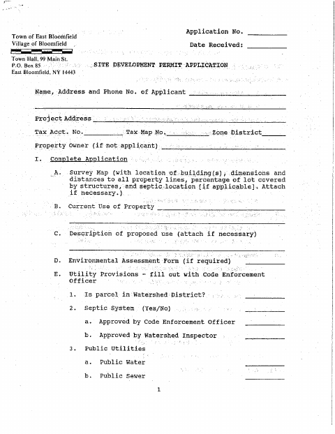First page of the Site Development Permit Application