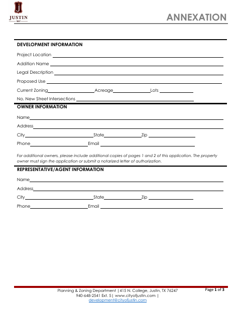 First page of the Annexation Application