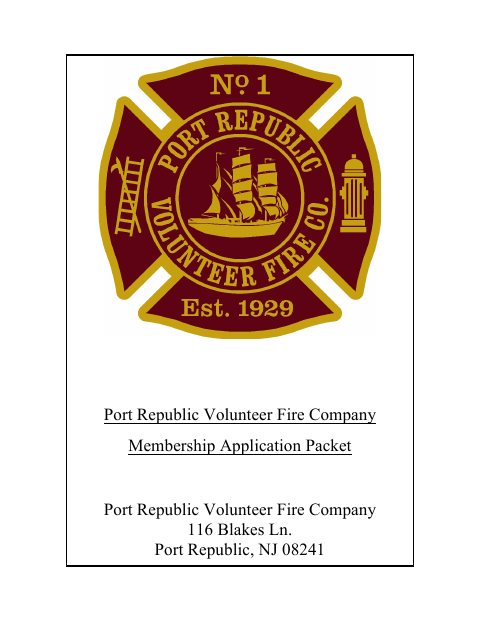 First page of the Volunteer Fire Company Membership Application Packet