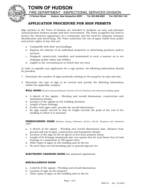 First page of the Sign Permit Application