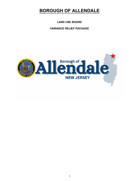 First page of the Land Use Board Variance Relief Package