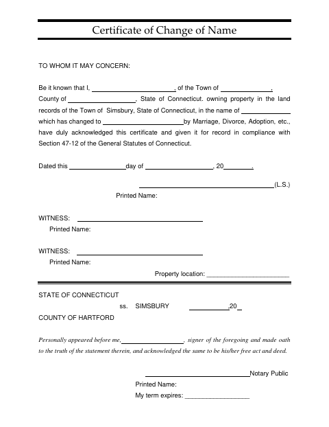 First page of the Certificate of Change of Name