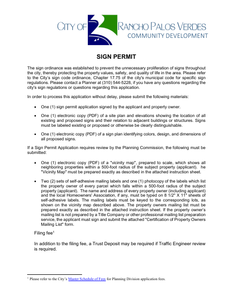 First page of the Sign Permit Application