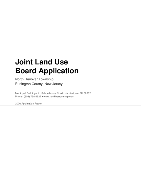 First page of the Joint Land Use Board Application Packet