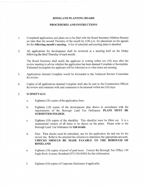 First page of the Major Subdivision Application