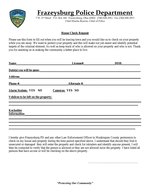 First page of the House Check Request