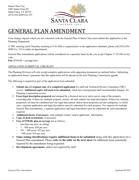 First page of the General Plan Amendment Application