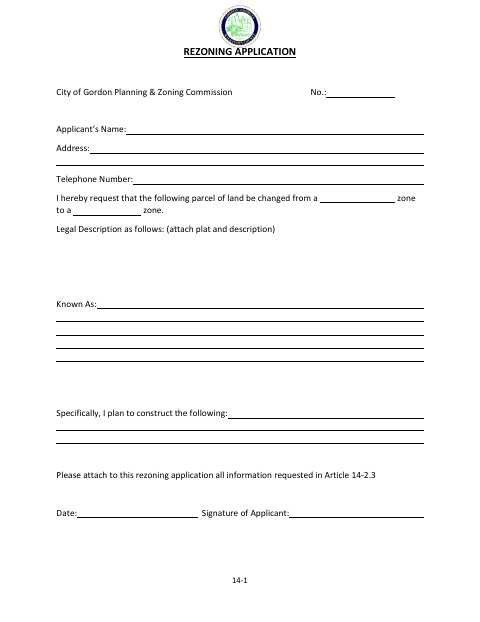 First page of the Re-Zoning Application