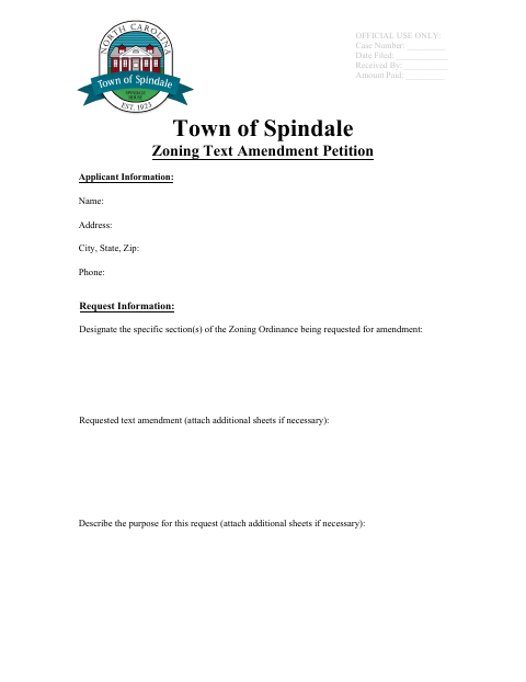 First page of the Zoning Text Amendment Petition