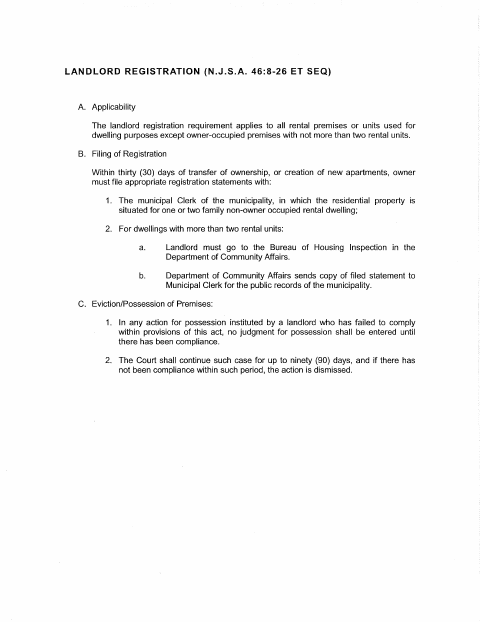 First page of the Landlord Registration
