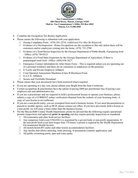 First page of the General Business License Application