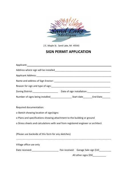 First page of the Sign Permit Application