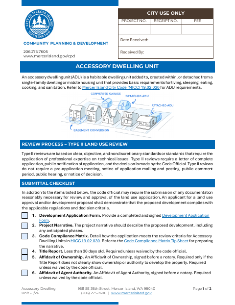 First page of the Accessory Dwelling Unit