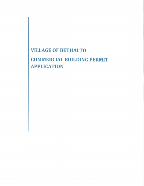 First page of the Commercial Building Permit Application