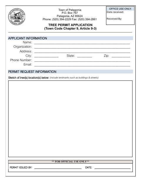 First page of the Tree Permit Application